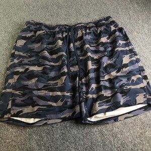 Society of One Shorts Mens 3XL Blue Gray Camo Lined Stretch Performance Gym